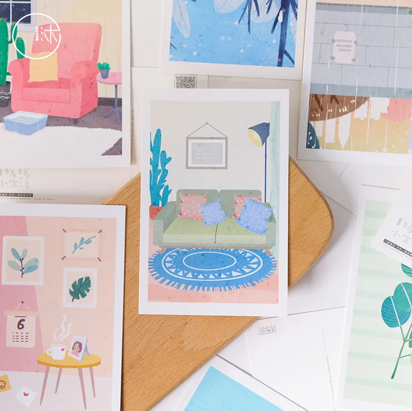 

30pcs/1lot Warm little life Greeting Cards Postcards Birthday Letter Business Gift Card Set Message Card