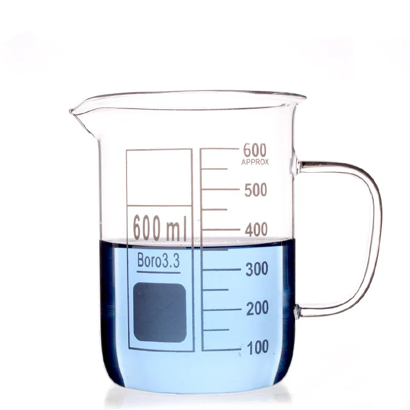 600ml Glass Beaker Mug Cup With Handle 3.3 Borosilicate Glass Lab Glassware Clear And Thick