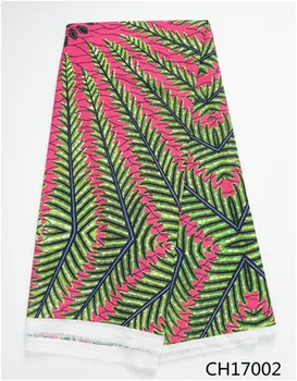 

Latest african wax pattern Chiffon fabric 5 yards/lot fashionable Chiffon material African wax design fabric for dress CH17002
