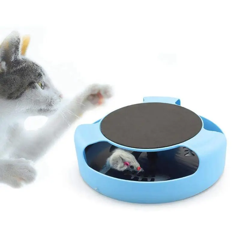 Blue Игрушка для кошек с интерактивной мышкой, Catch The mouse Cat Toy с когтеточкой для кошек(Blue - Цвет: Blue