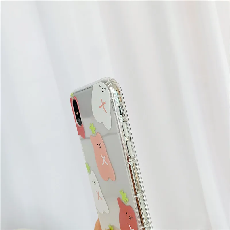 Двухслойный противоударный Прозрачный чехол для iphone x xr xs max cute bear green grass cherry soft чехол для iphone 6 6s 8 7 plus x