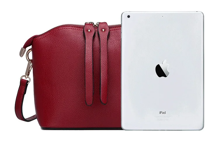 MJ Bag Ladies Genuine Leather Messenger Bag Female Real Leather Cowhide Shell Bags Womens Crossbody Shoulder Bags Solid Small (30)