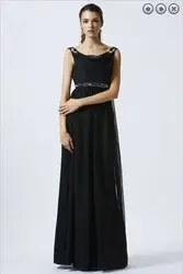 На заказ горячие ну вечеринку платье кристалл vestido феста ренда 2015 новинка черный длинные шифон формальное вечернее платье бесплатная
