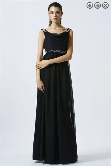 

custom-made party gown crystal vestido de festa renda 2014 new fashion black long chiffon Formal evening Dress free shipping