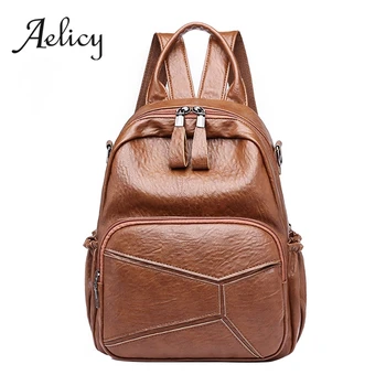 

Aelicy Brown Backpack Women Pu Leather Female Backpacks Teenager School Mochila Feminina Rucksack Mochilas Mujer 2019