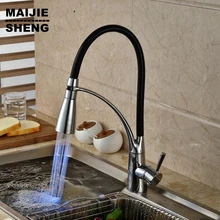 Светодиодный выдвижной кухонный смеситель торнейра cozinha светодиодный кухонный кран выдвижной кухонный смеситель вытяжной раковина torneiras