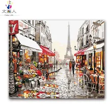 Пейзаж здание живопись по номерам Парижа улица башня diy Художественный номер в комнате на холсте офис, украшение квартиры