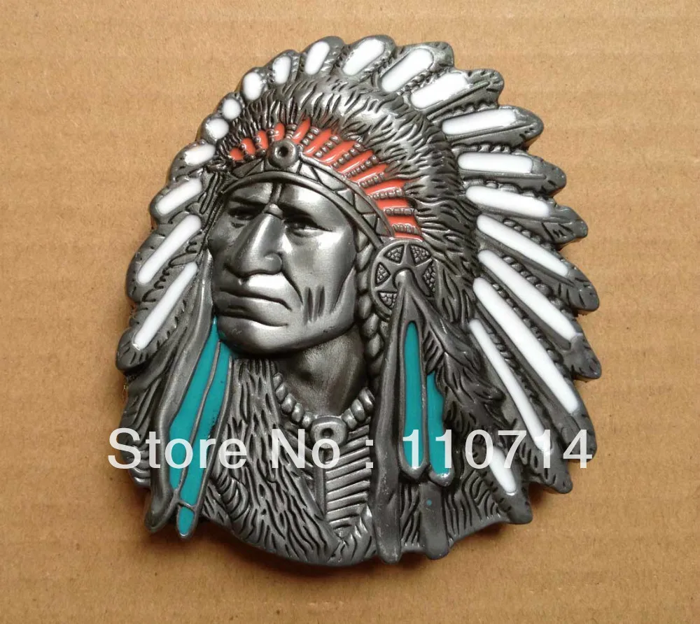 

Hotsale jeans gift cowboy belt buckle with color enamel SW-B707 with pewter finish with 4cm wideth loop