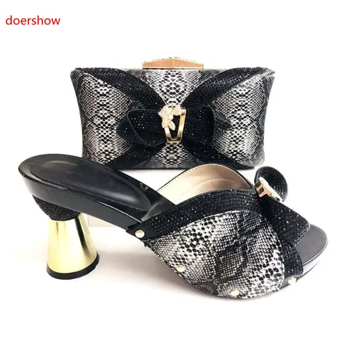 

doershow blackMatching Italian Shoe and Bag Set Italian Shoes with Matching Bag Nigerian Shoe and Matching Bag Women Shoe JS1-22