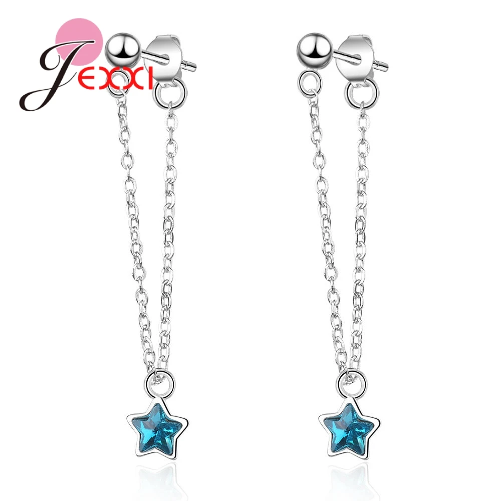 

Fashion Romantic Blue Star Earrings For Women Girls 925 Sterling Silver Jewelry Wedding Engagement Anniversary Gifts Hot