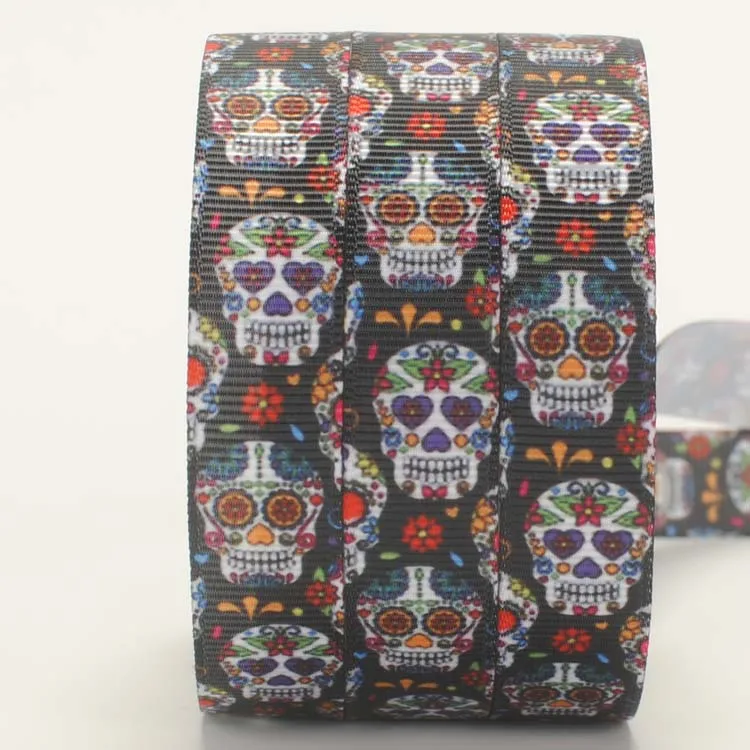 

5/8 "16mm New arrivals Scary skeleton and Sports team ribbon cartoon grosgrain tape,DIY ployester ribbon