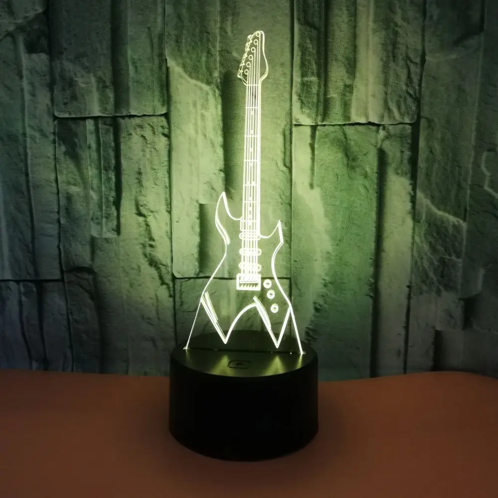 

3D LED USB Lighting Cable Fashion Eletric Guitar Shaped Remote Touch Home Decorative Night Light Multicolor Table Lamp Kids Gift
