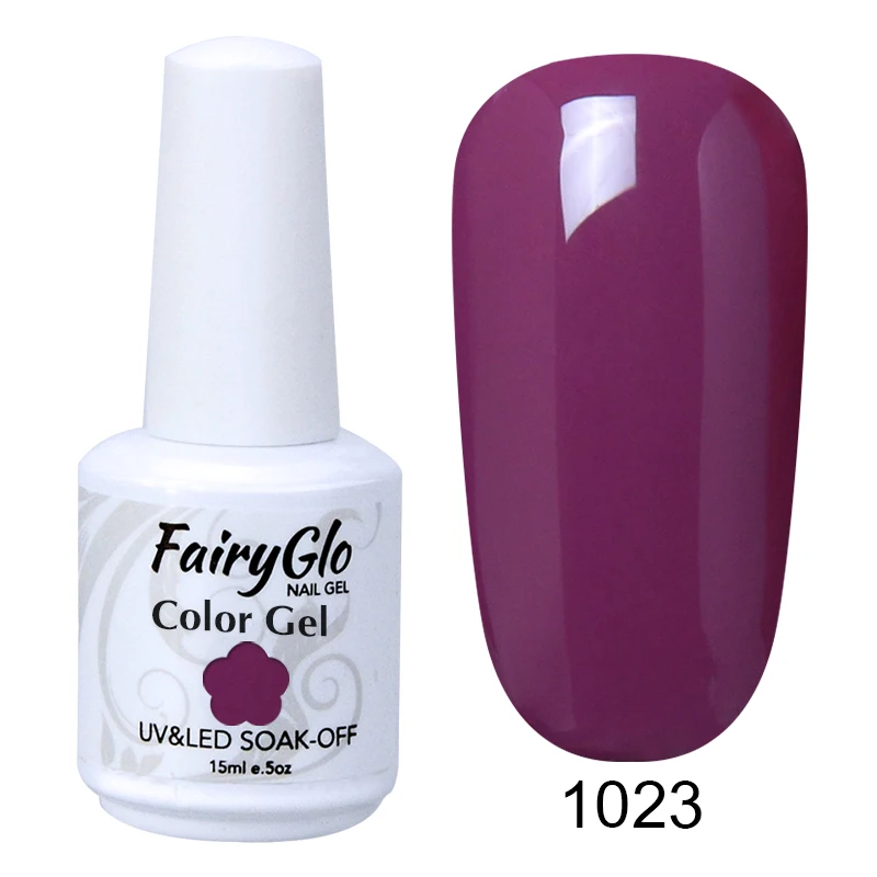 FairyGlo, 15 мл, гель для ногтей, чистый цвет, белая бутылка, замачивается, УФ-светодиодный, гибридный лак, Гель-лак, Гель-лак для ногтей, грунтовка, основа - Цвет: 1023