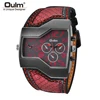 Oulm Watches Top Brand Luxury Military Quartz Watch Unique Multiple Time Zone Leather Strap Male Wristwatch Relogio Masculino ► Photo 2/6