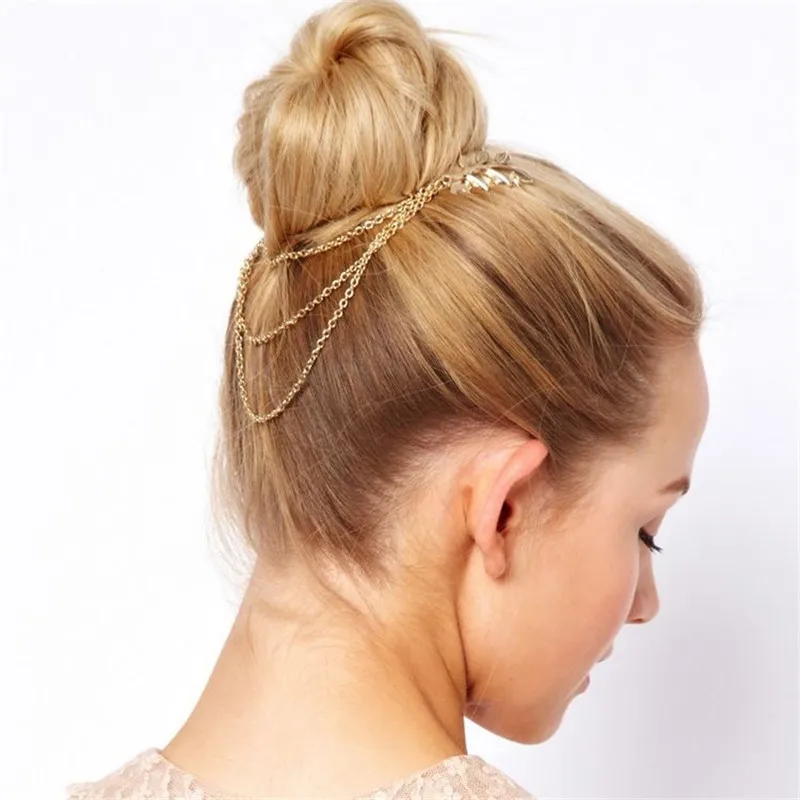 

Punk fashion jewelry hair accessories hair long chain tassel leaf hair comb For woman Wedding Hair Accessories