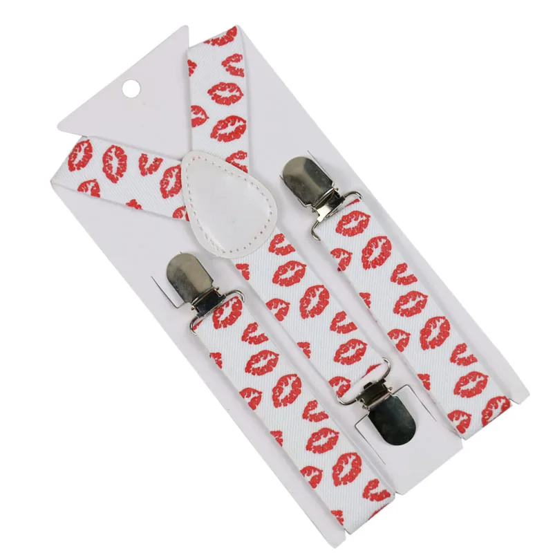 

HUOBAO Fashion 2.5cm Wide Red lips Print Cute Baby Boys Girl Red lips Print Suspender Y Back Child Elastic Suspenders Braces