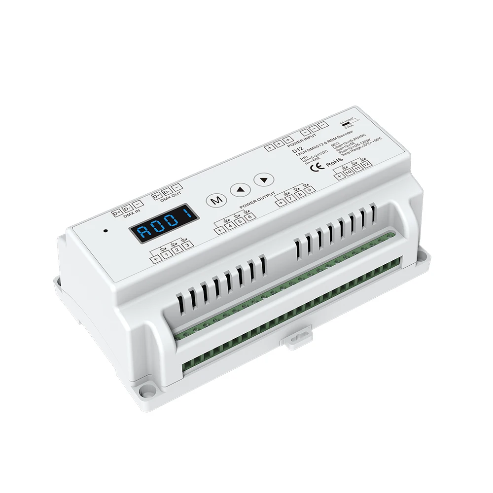 

12 channel easy DMX decoder & driver,DC12-24V input,5A*12channel output;with metal case