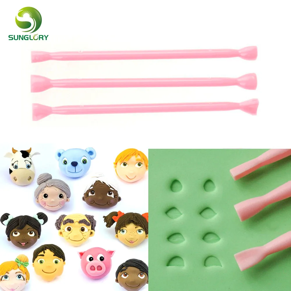 

3PCS Eye Mold Tool Plastic Fondant Cutter Cake Mold Eyes Modelling Tools Decorating Stamper Printing Carving Stick Baking Molds