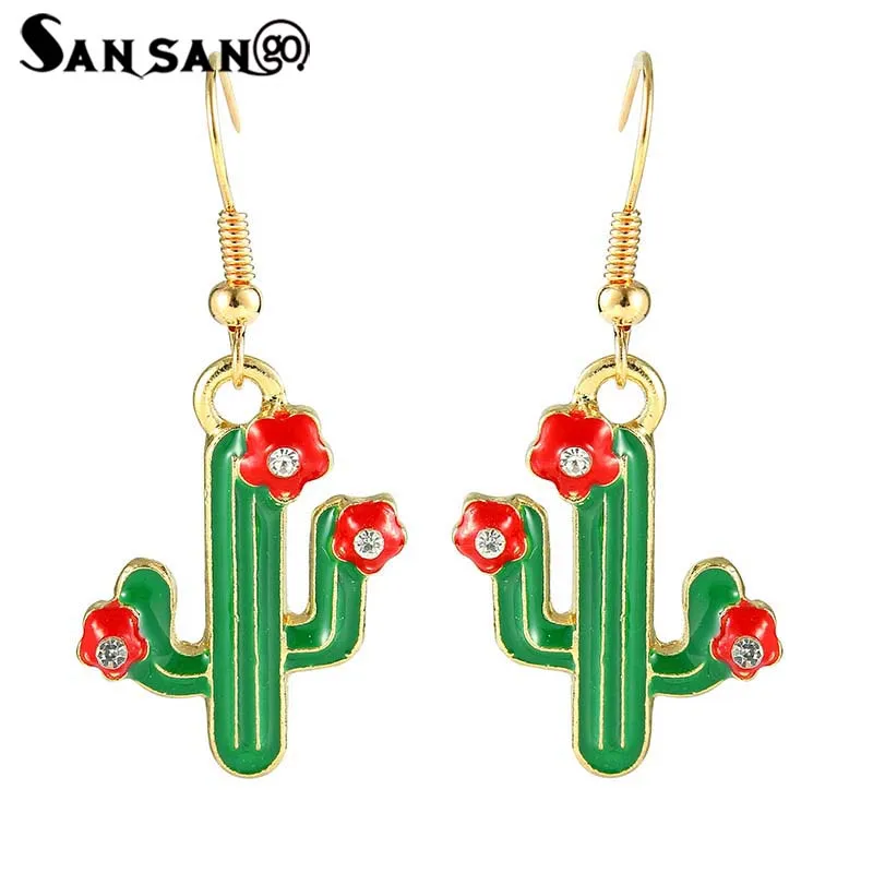 

Green Cactus Shape Enamel Dangle Earring Earring Women Accessories Fashion Jewelry Gift For Girlfriend Sister Fit Wedding Party