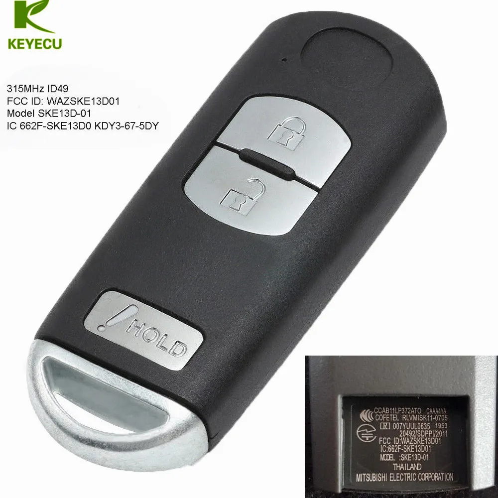 Сменный смарт ключ KEYECU 2 + 1 FSK 315 МГц ID49 для Mazda 3 2014 2018 CX3 2016 CX5 2013 wazzske13d01|Ключ от авто| |