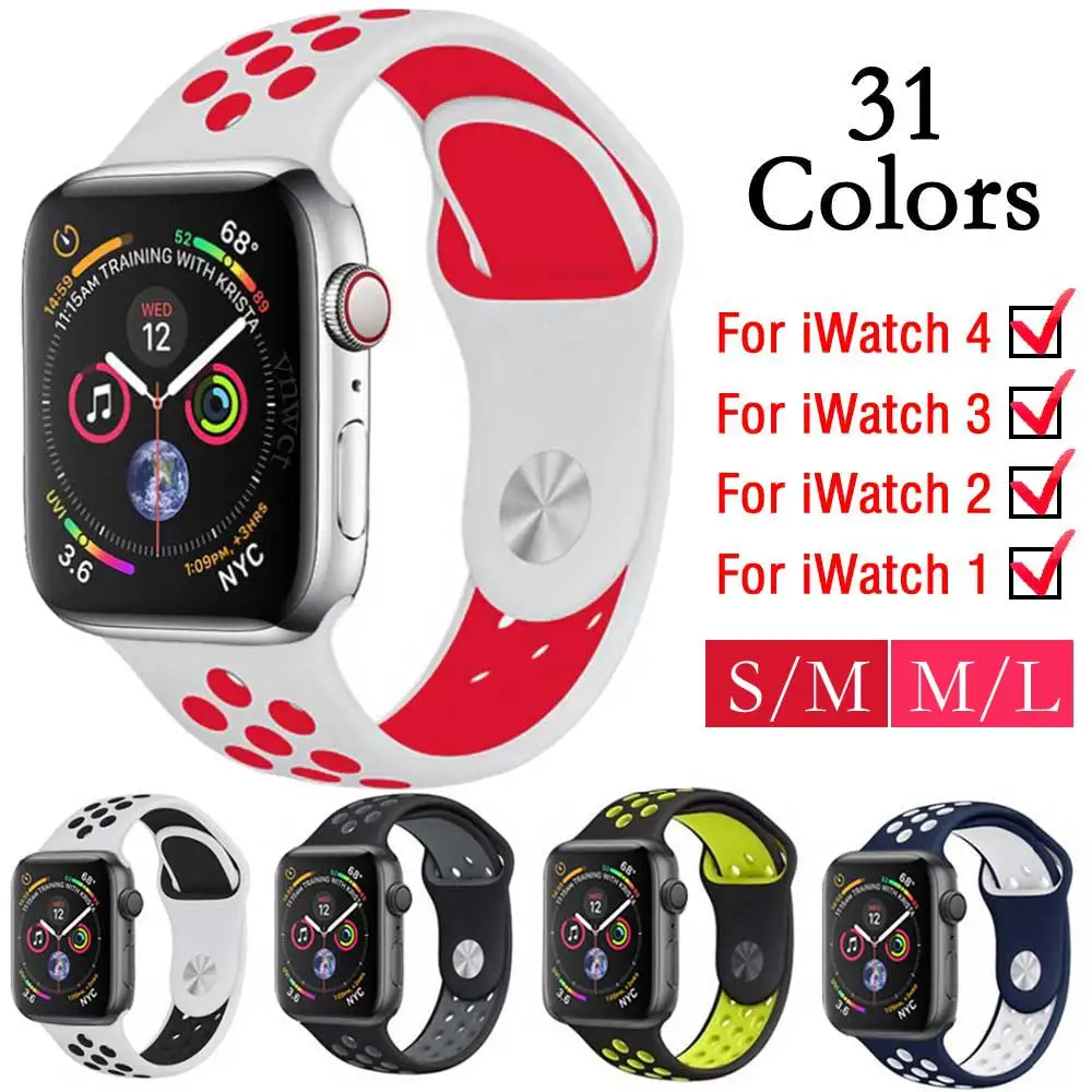 

Silicone strap band for apple watch 4 44mm 40mm bracelet sport wrist belt Rubber watchband for iwatch 4 3 2 1 series watchbands