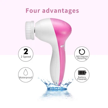 

Facial Pore Cleaner 5 in 1 Face Cleaning Massager Mini Electric Wash Face Machine Tool Body Skin Beauty Brush Dropship
