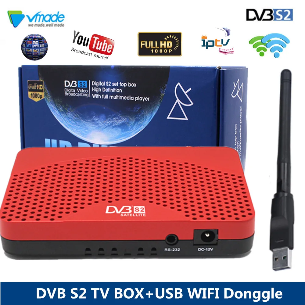 Vmade спутниковый ТВ приемник DVB S2 приемник HD цифровой рецептор с USB wifi Donggle Поддержка CCCAM DVB-S2 спутниковый декодер