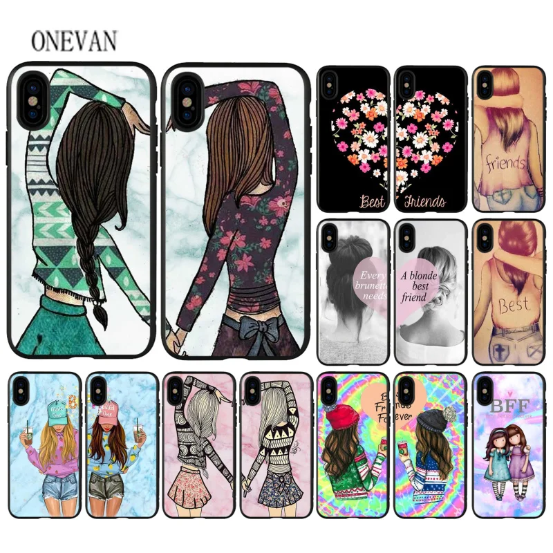 Мягкий черный Чехол BBF с надписью best forever friends для Apple iPhone 7 8 6 6S Plus X XS MAX 5 5S SE
