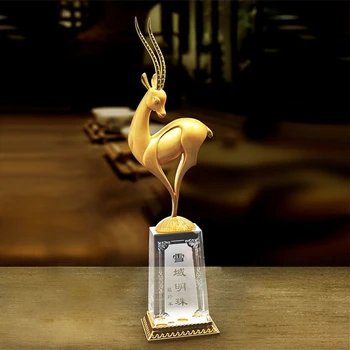 

Gold appearance Snow field star Tibetan antelope Gift home desktop decor ornaments(A803)