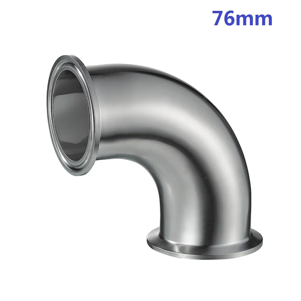 En Ligne OD76mm Tri clamp 91mm Sanitaire En Acier Inoxydable Bague de Serrage Tri Coude 90 Degré Raccords de Tuyauterie