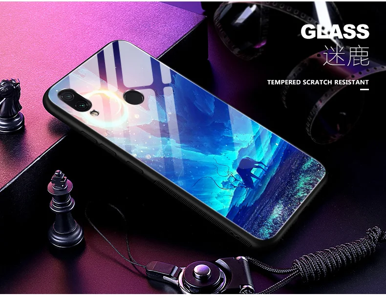 Для xiaomi redmi Note 7 Чехол Note7 чехол звездная звезда закаленное стекло Жесткий чехол для телефона для xiaomi redmi Note7 стеклянная оболочка