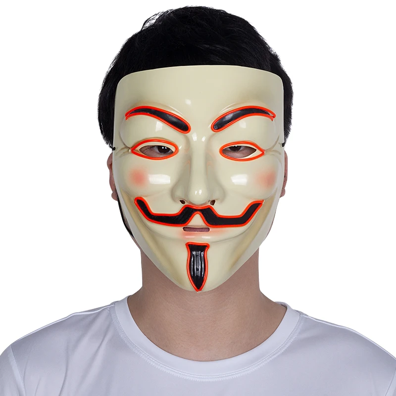 

EL Wire Mask Light Up Neon LED Mask For Halloween Scary Party Cosplay Masks V for Vendetta Mask