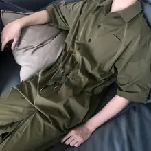 S-6XL! Мужская рабочая одежда, повседневный Свободный комбинезон с коротким рукавом, сплит-комбинезон, 3 цвета