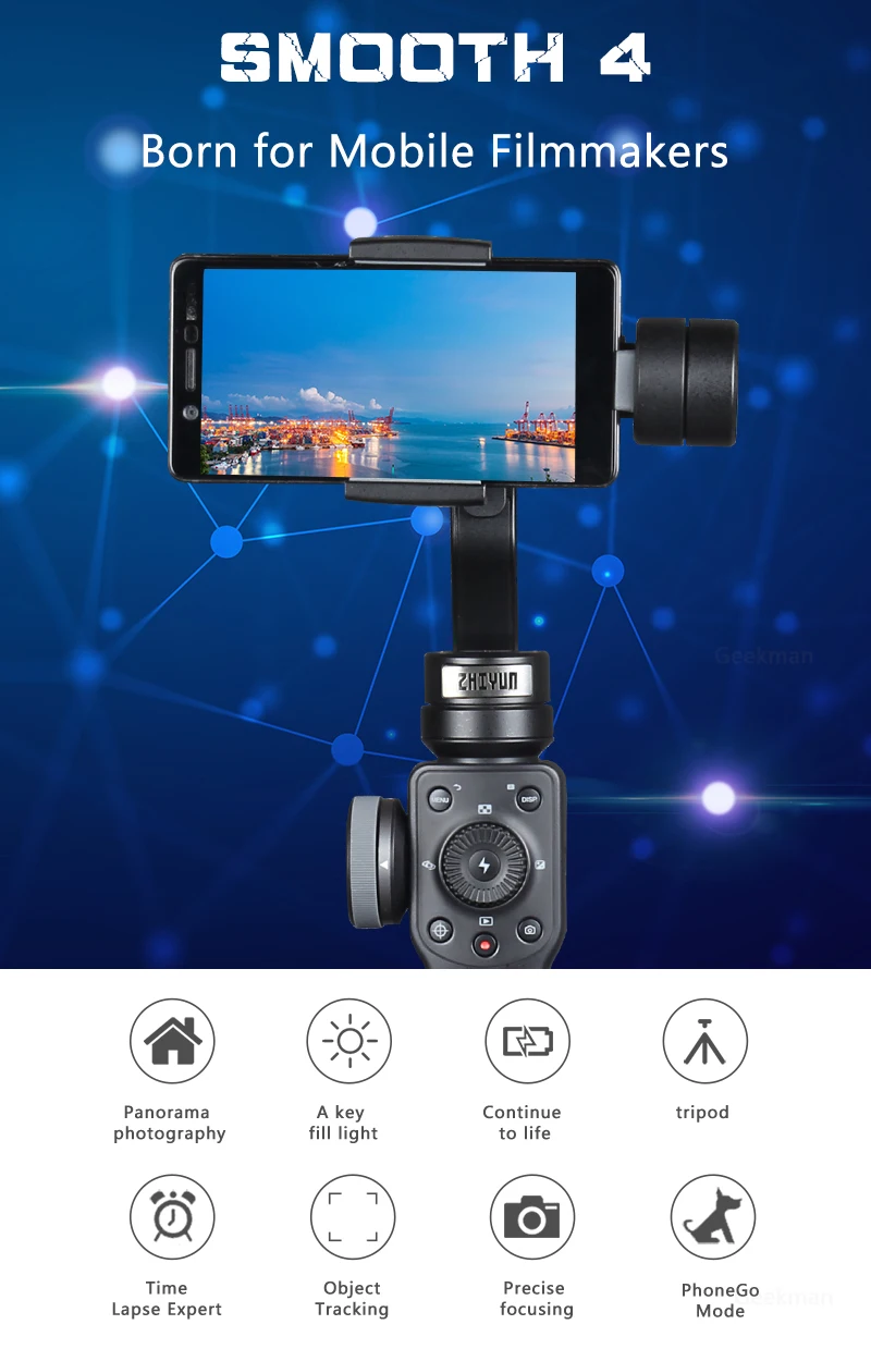 Zhiyun Smooth 4 Q2 3-осевой ручной подвес для iphone 6 7 X samsung смартфон стабилизатор Steadicam PK dji osmo карманный мобильный 3 2