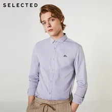 Мужская приталенная рубашка с вышивкой и длинными рукавами | 419305520