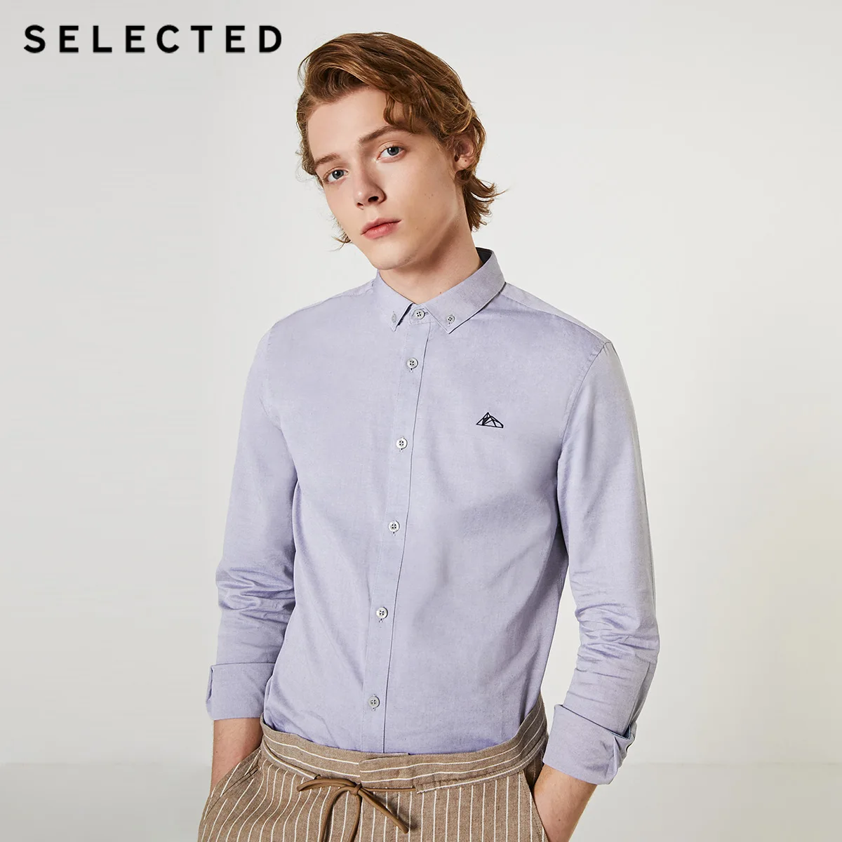 

SELECTED Men's Slim Fit Embroidered Long-sleeved Shirt S|419305520
