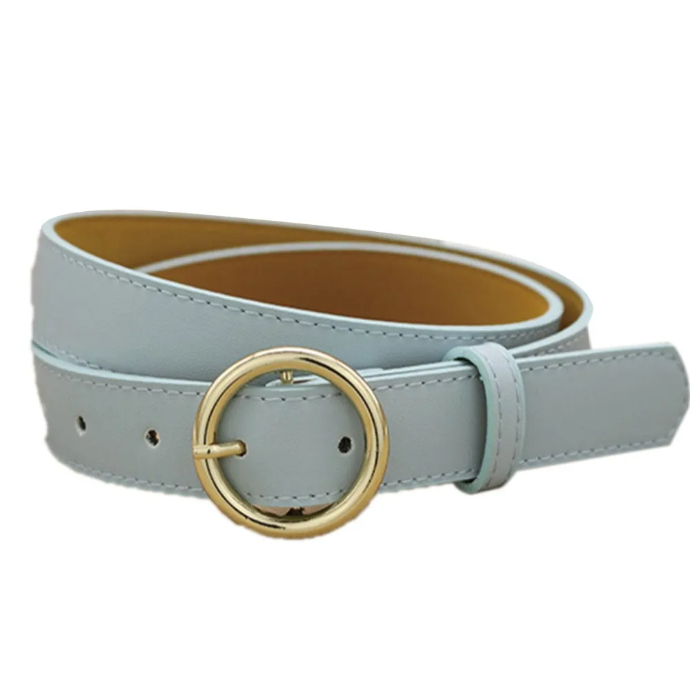 7 Colors Fashion Gold Round Buckle Belts Female Leather Strap Belts for