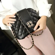 2016 Hot Sale Plaid Chain One Shoulder LockButton Messenger Bag Fashion Shell Mini Bags Female PU Handbag Cheap