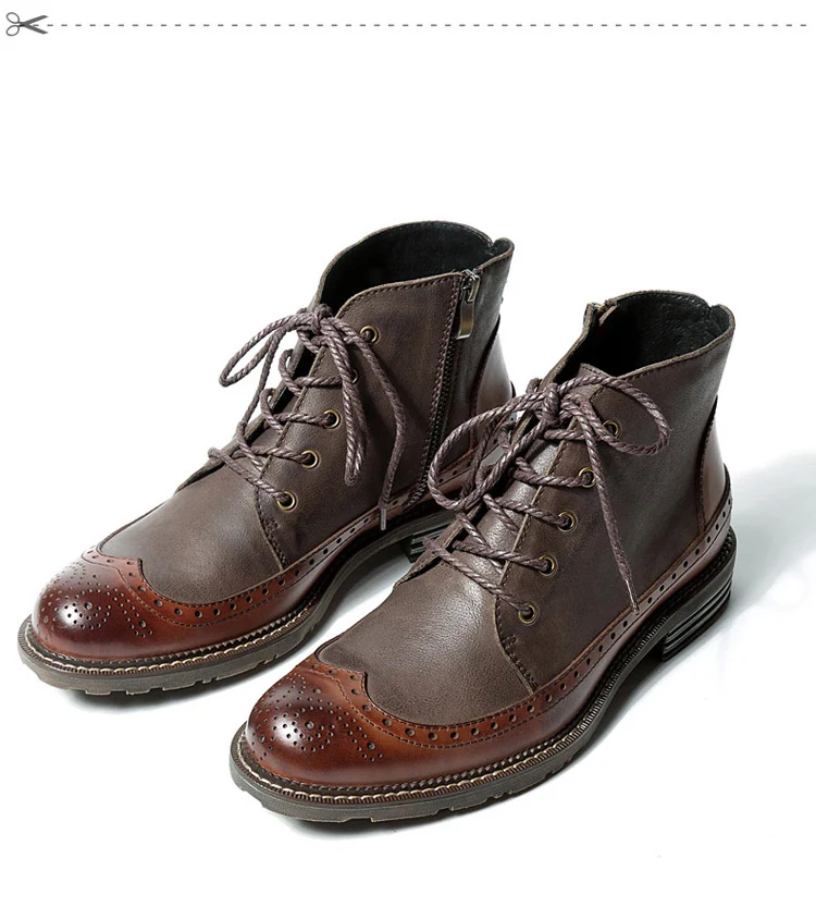 Мужские ботинки броги в британском стиле из натуральной кожи на шнуровке; ботинки-броги; повседневные зимние официальные модельные оксфорды; ажурные ботинки