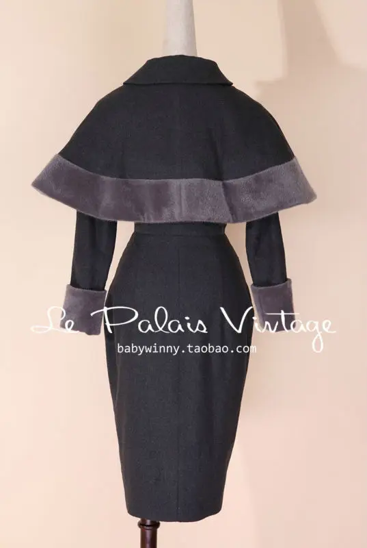 Le Palais винтажное элегантное шерстяное платье-накидка в стиле ретро Хепберн