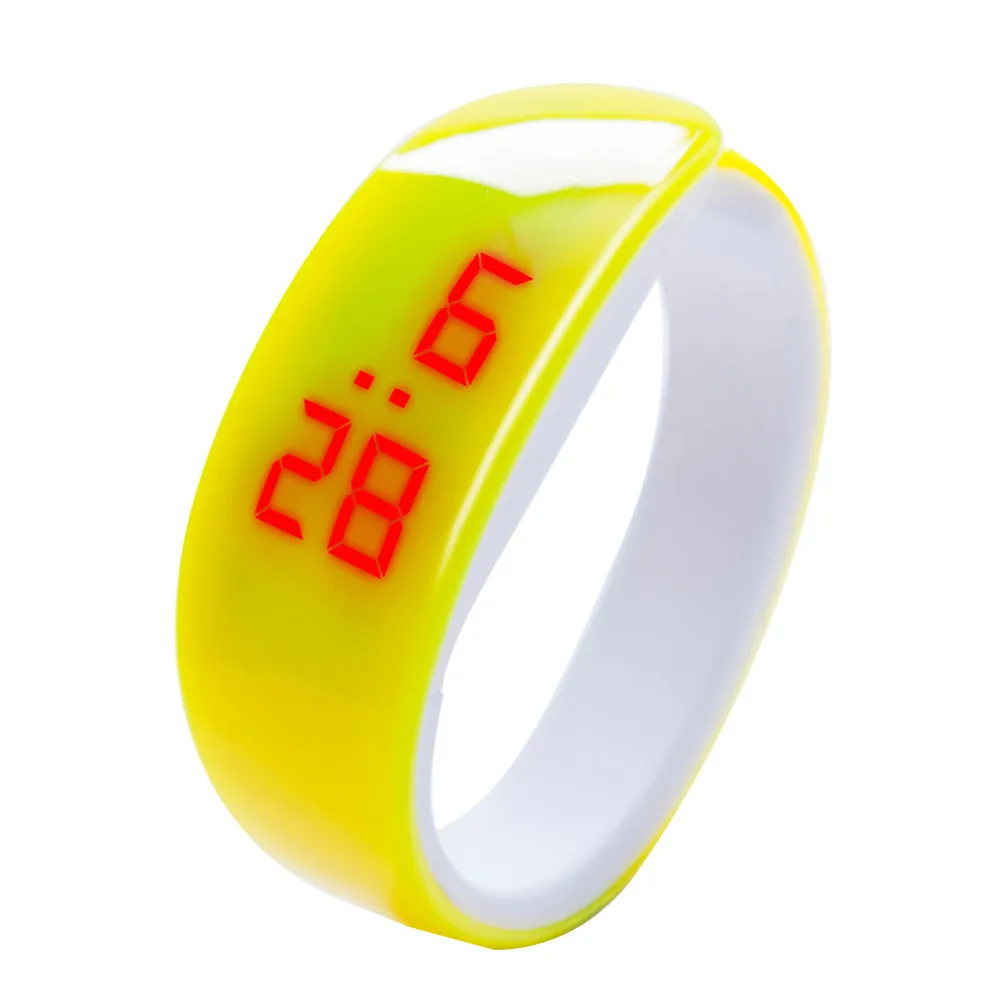 Модный светодиодный дисплей, спортивные часы унисекс, силиконовый ремешок, наручные часы для мужчин и женщин, спортивные часы, браслет L1127 - Цвет: Цвет: желтый