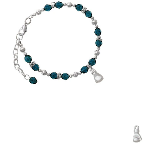 Silvertone Small Boxing Glove Navy Blue Beaded Bracelet