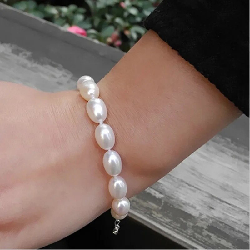 Женский браслет из серебра 925 пробы с натуральным жемчугом 8 мм|bracelets for|charm