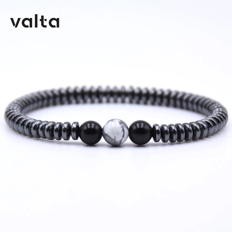 

Men beads bracelet Hematite lover natural stone bangle pulseras mujer moda 2018 Lava bead Bracelets for women Pulseira feminina