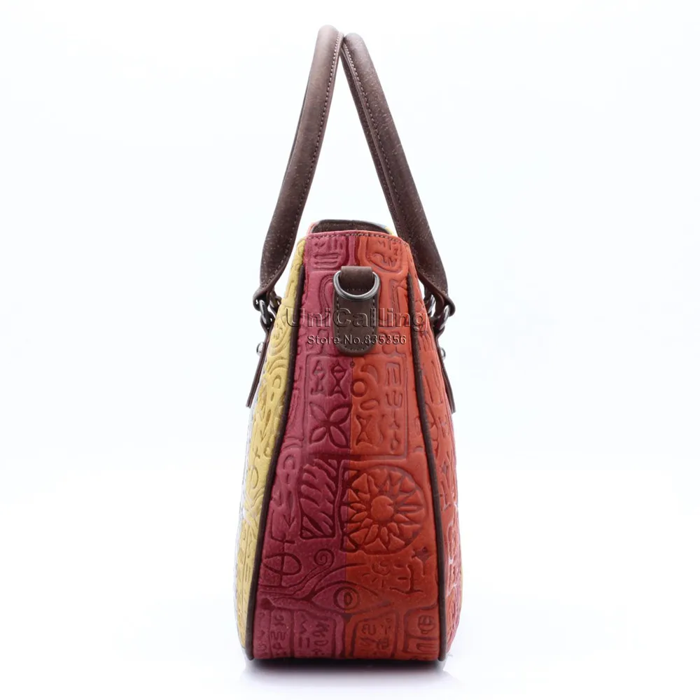 UniCalling модная сумка из натуральной кожи с панелями, сумка на плечо из натуральной коровьей кожи, полосатая женская сумка с узором из иероглифов