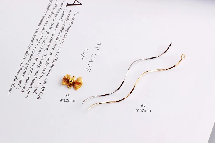DIY alloy accessories handmade wafer wave butterfly knot semicircle solar earring ear clip ear nail hanging material