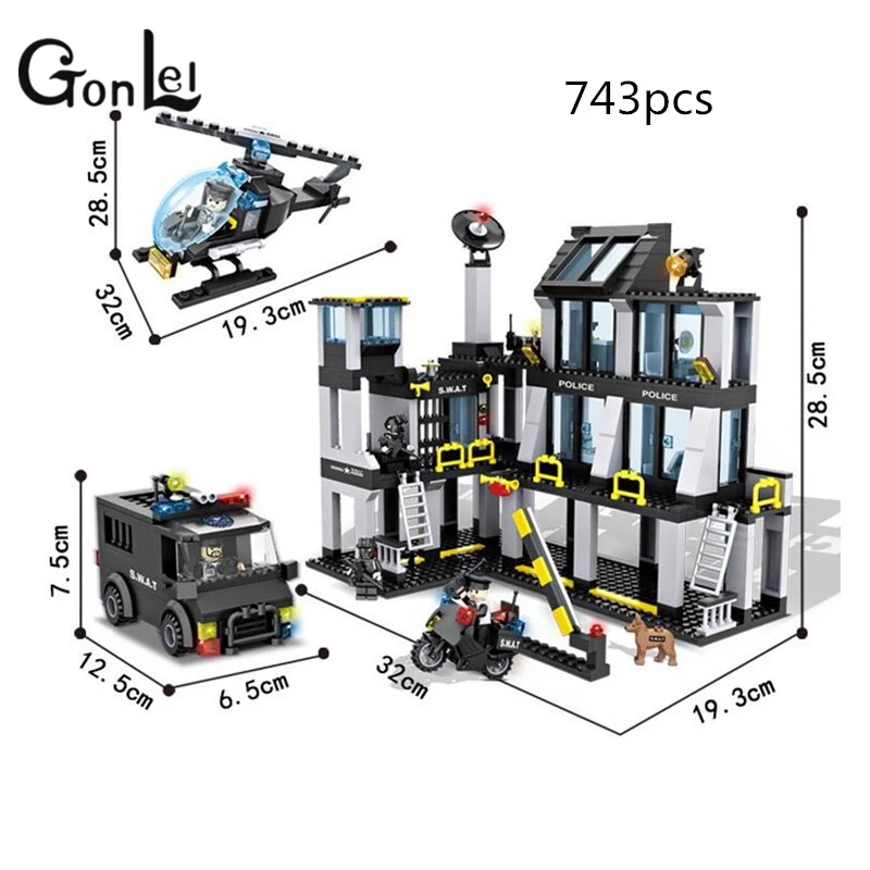 GonLeI hsanhe 6512 полицейская станция SWAT отель де полицейская кукла военной серии 3D модель строительные блоки город мальчик игрушки хобби подарок