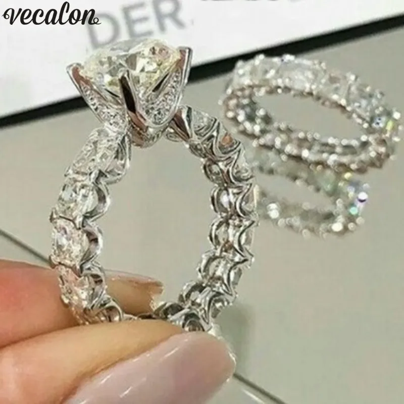 

Vecalon Vintage Promise Ring Set 925 Sterling Silver 5A Zircon Cz Engagement wedding Band rings for women Bridal Finger Jewelry