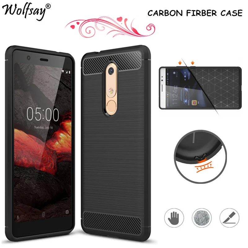 Чехол из углеродного волокна Wolfsay для Nokia 5 1 мягкий силиконовый чехол дюйма