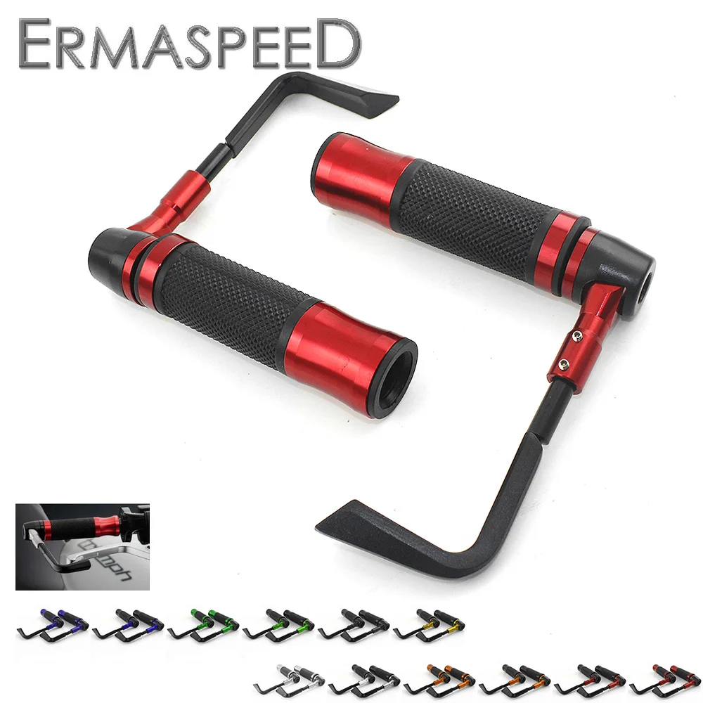 

7/8" 22mm CNC Aluminum Motorcycle Lever Guards with Hand Grips Rubber Gel Sport Bike Street Bike Falling Protection Universal